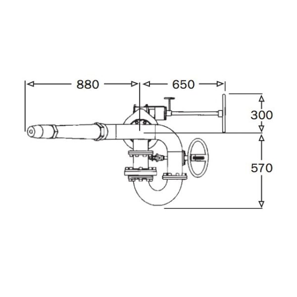 4 Inch Heavy Duty Manual Monitor Technical Drawing From Top