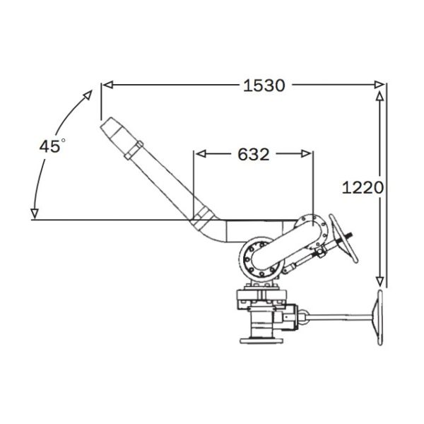 4 Inch Heavy Duty Manual Monitor Technical Drawing From Side