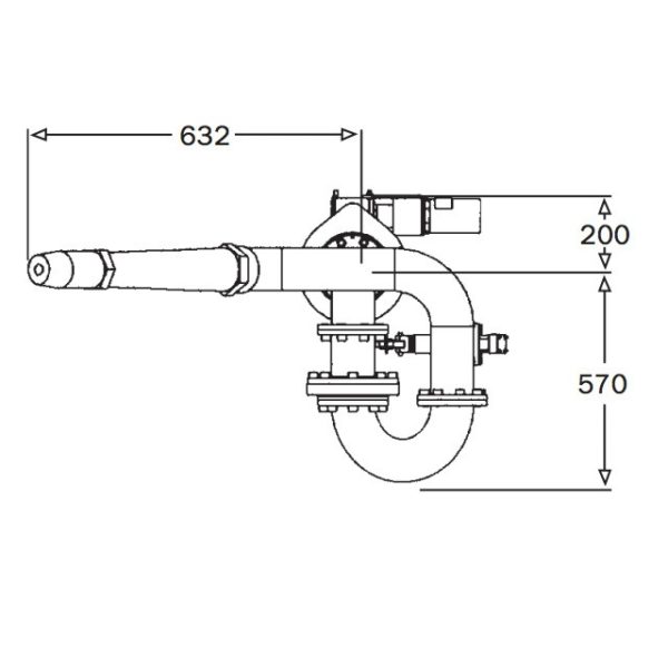 4 Inch Hydraulic Remote Monitor Technical Drawing From Top
