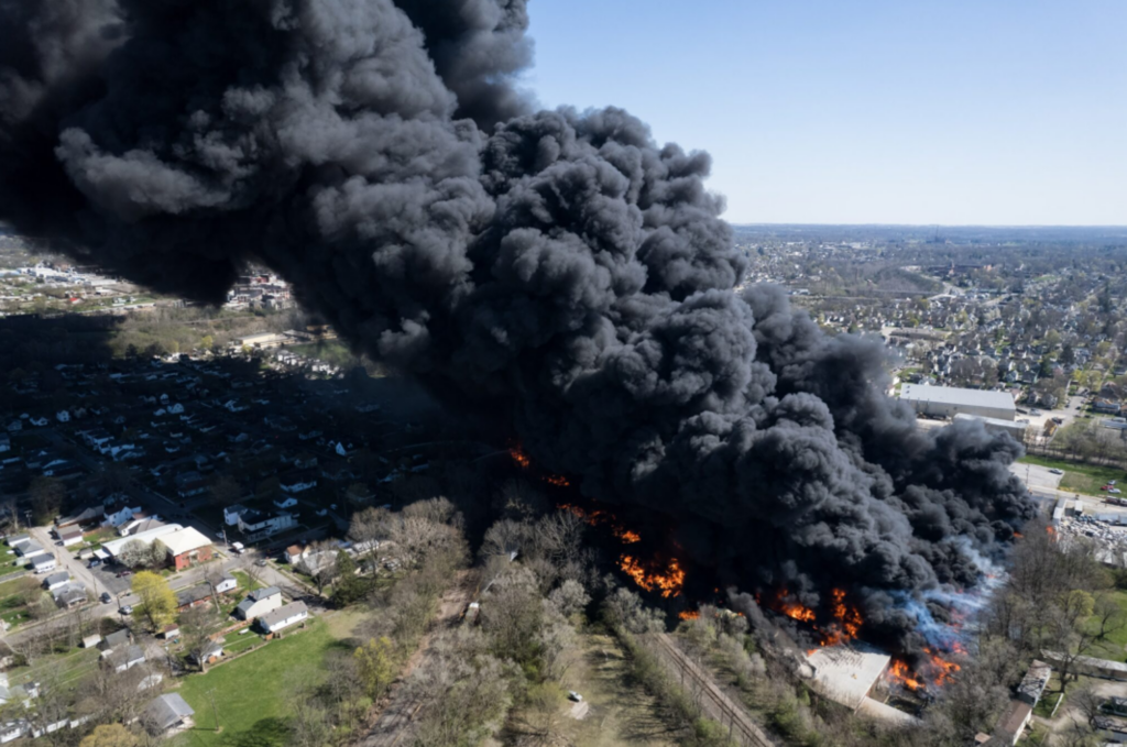 Industrial Recycling Facility Fire Smoke